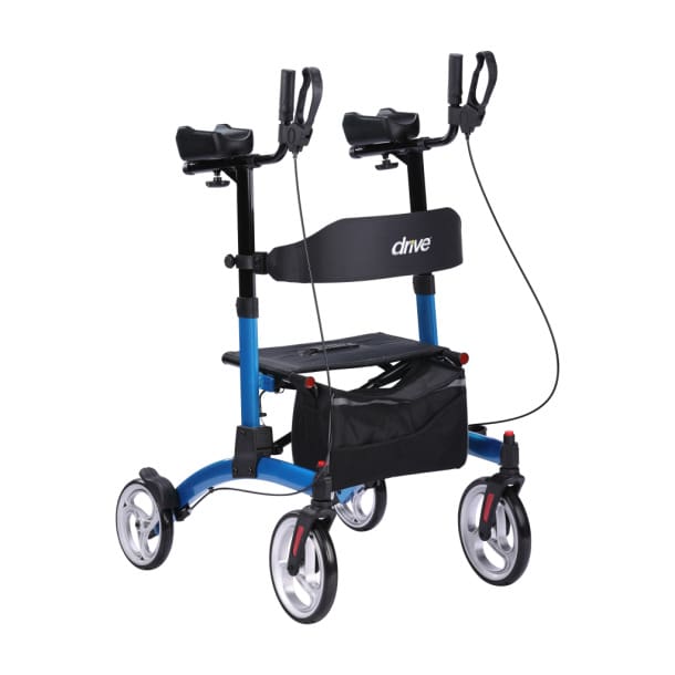 Upright Walker, 4 Wheel Rollator, 1EA, Blue