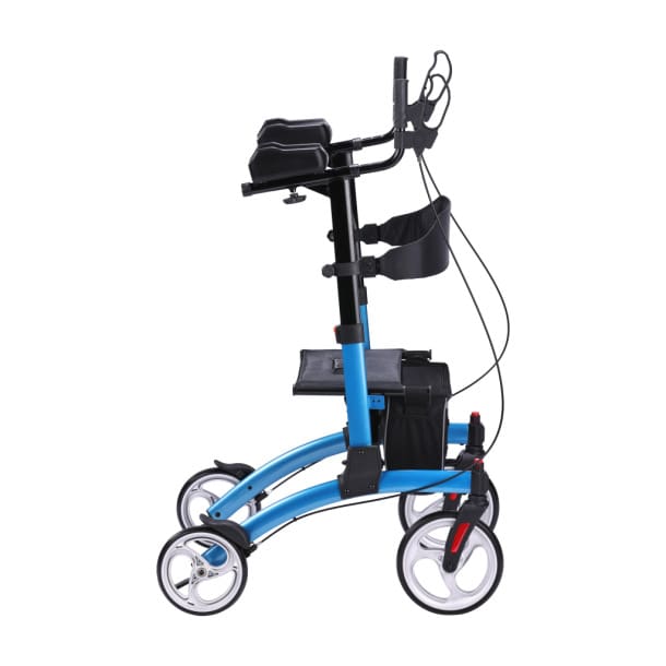 Upright Walker, 4 Wheel Rollator, 1EA, Blue
