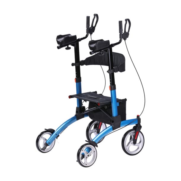 Upright Walker, 4 Wheel Rollator, 1EA, Blue