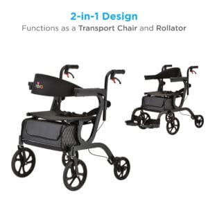 Exclusive Nova Gemini 2 In 1 Rollator Transport Chair - AME